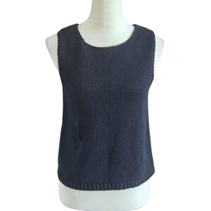 Vintage Clio Women's PL Black Knit Tank Vest Top Ramie & Cotton